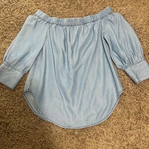 Denim off the shoulder blouse
